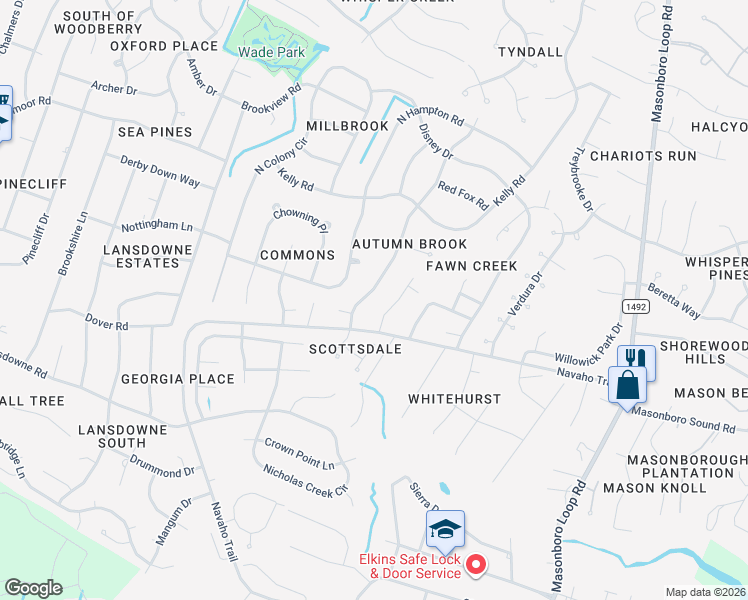 map of restaurants, bars, coffee shops, grocery stores, and more near 615 Barksdale Road in Wilmington