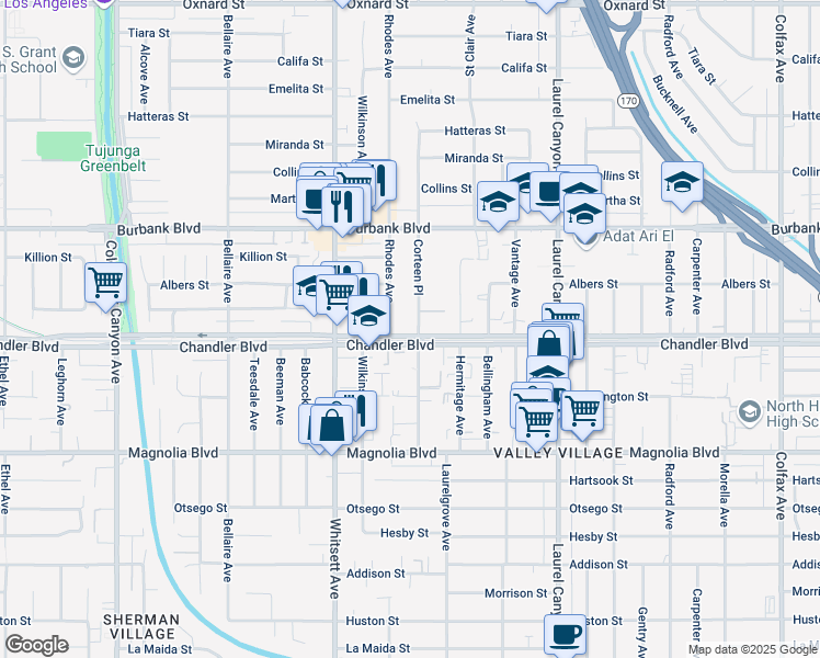 map of restaurants, bars, coffee shops, grocery stores, and more near in Los Angeles