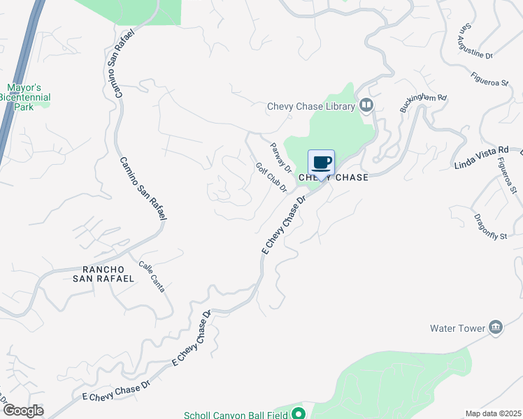 map of restaurants, bars, coffee shops, grocery stores, and more near 2926 Graceland Way in Glendale