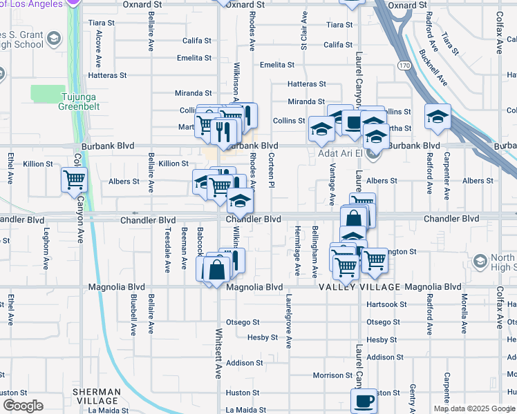 map of restaurants, bars, coffee shops, grocery stores, and more near in Los Angeles