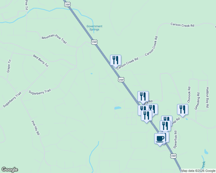 map of restaurants, bars, coffee shops, grocery stores, and more near 123 hemlock grove rd in Broken Bow