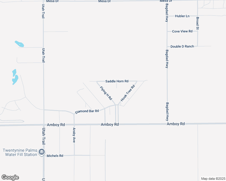 map of restaurants, bars, coffee shops, grocery stores, and more near 4686 Stirrup Lane in Twentynine Palms