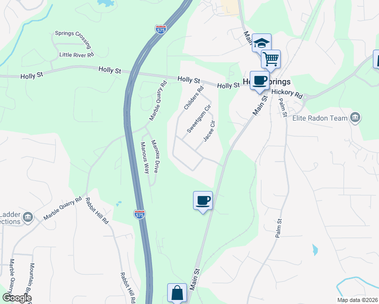 map of restaurants, bars, coffee shops, grocery stores, and more near 115 Childers Road in Canton