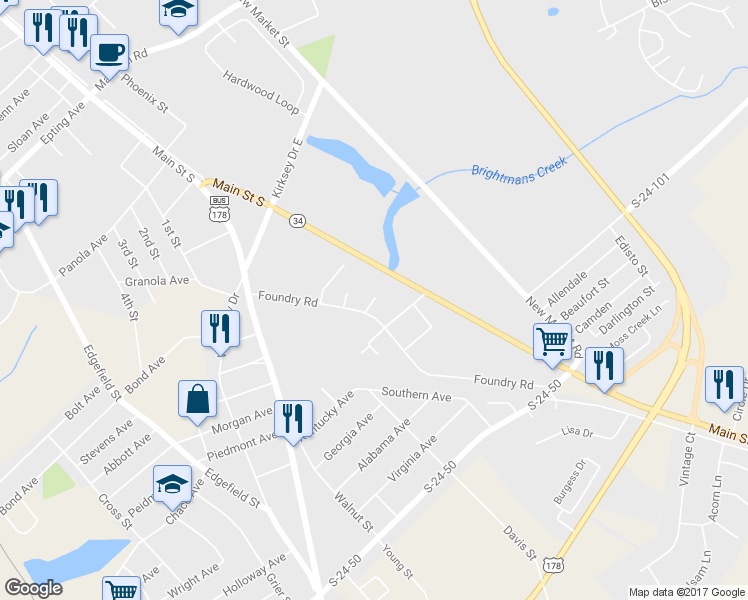 map of restaurants, bars, coffee shops, grocery stores, and more near New York Court in Greenwood