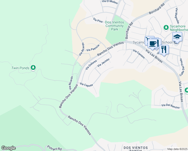 map of restaurants, bars, coffee shops, grocery stores, and more near 5302 Via Jacinto in Thousand Oaks