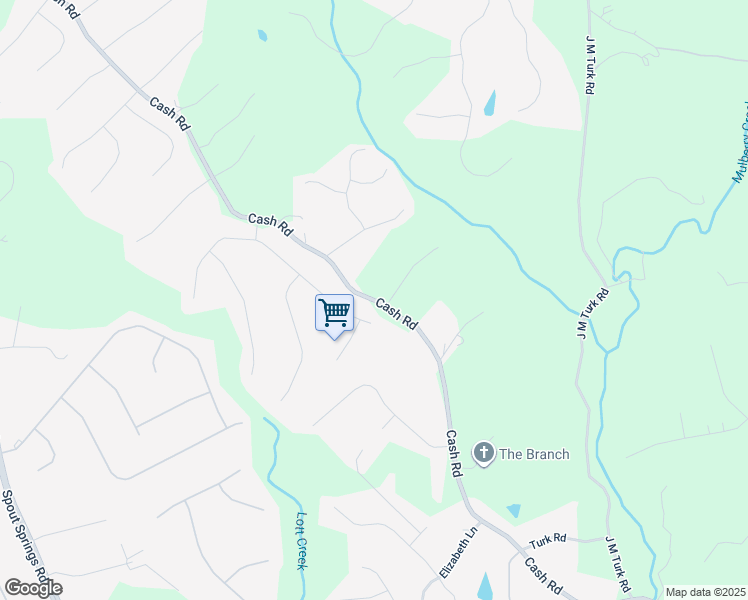 map of restaurants, bars, coffee shops, grocery stores, and more near 4931 Cash Road in Flowery Branch