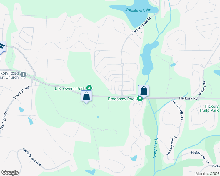 map of restaurants, bars, coffee shops, grocery stores, and more near 300 South Village Square in Holly Springs