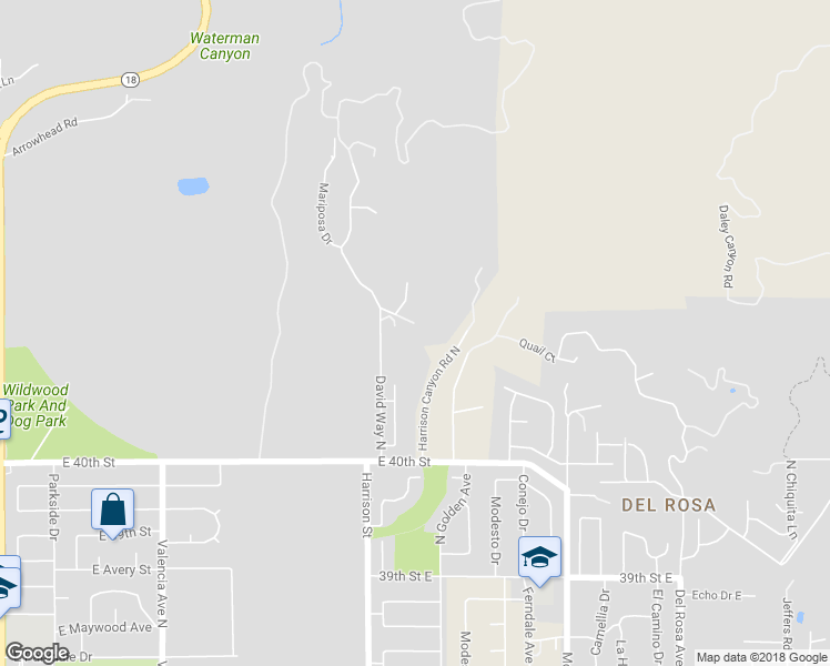 map of restaurants, bars, coffee shops, grocery stores, and more near 1157 Rankins Lane in San Bernardino