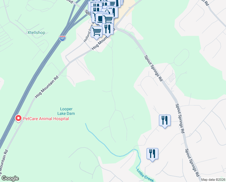 map of restaurants, bars, coffee shops, grocery stores, and more near 4948 Old Orr Road in Flowery Branch