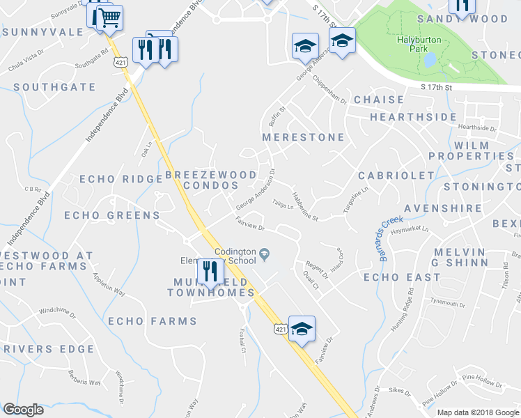 map of restaurants, bars, coffee shops, grocery stores, and more near 1027 Ryans Court in Wilmington