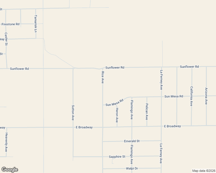 map of restaurants, bars, coffee shops, grocery stores, and more near 63436 Sun Mesa Road in Joshua Tree