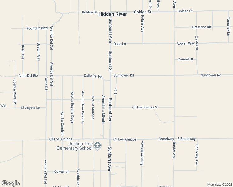 map of restaurants, bars, coffee shops, grocery stores, and more near 4649 Sunburst Street in Joshua Tree