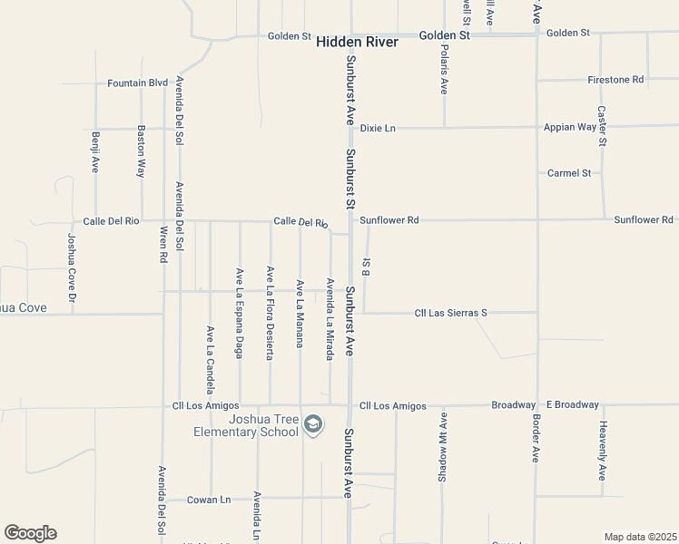 map of restaurants, bars, coffee shops, grocery stores, and more near 4611 Avenida La Mirada in Joshua Tree