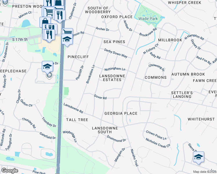 map of restaurants, bars, coffee shops, grocery stores, and more near in Wilmington