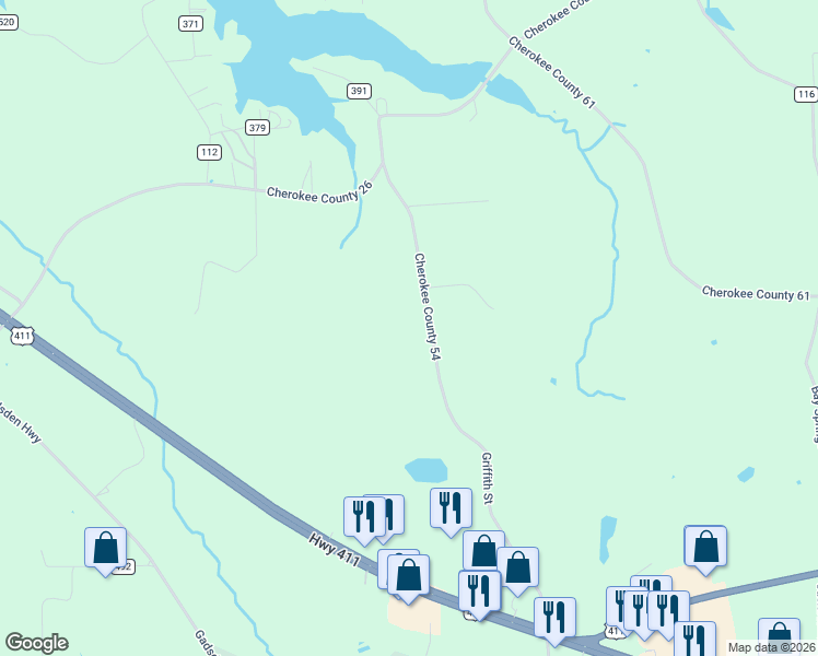 map of restaurants, bars, coffee shops, grocery stores, and more near 625 County Road 54 in Centre