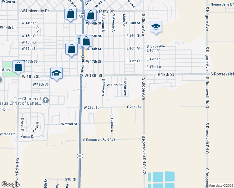 map of restaurants, bars, coffee shops, grocery stores, and more near 1918 South Main Avenue in Portales