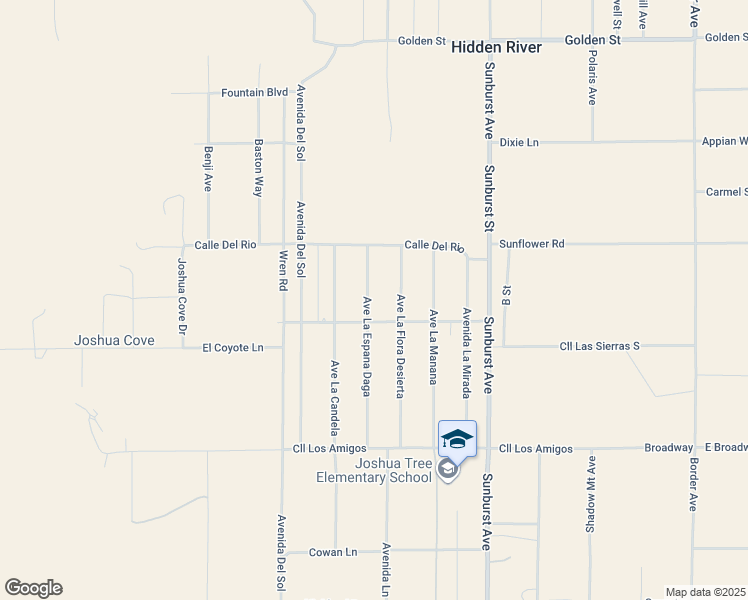 map of restaurants, bars, coffee shops, grocery stores, and more near 4601 Avenue La Espana Daga in Joshua Tree