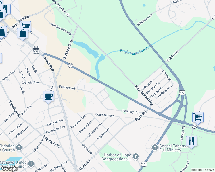 map of restaurants, bars, coffee shops, grocery stores, and more near 342 Main Street West in Greenwood