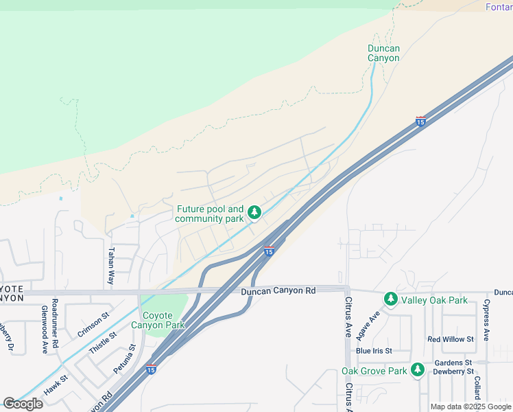 map of restaurants, bars, coffee shops, grocery stores, and more near 15554 Lytle Creek Road in Fontana