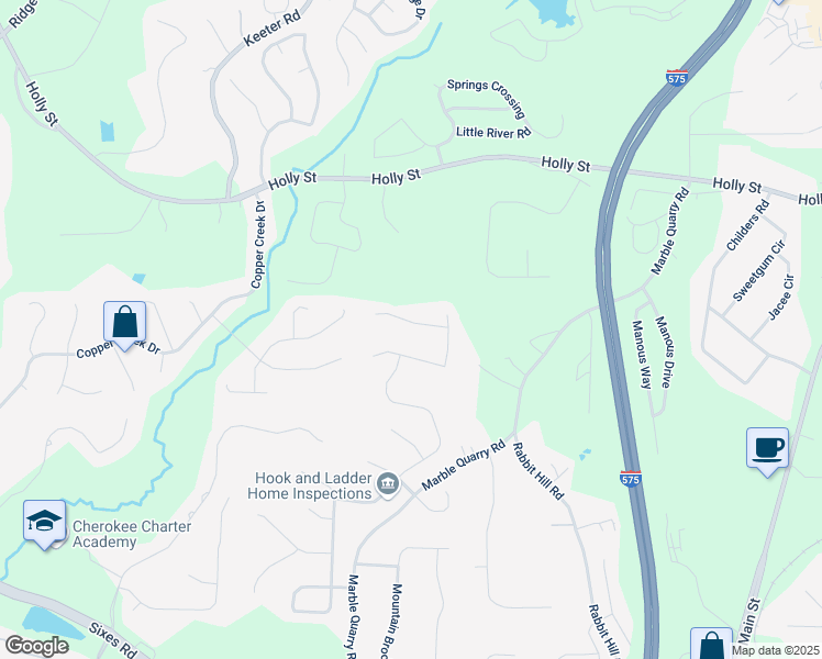 map of restaurants, bars, coffee shops, grocery stores, and more near 531 Crestmont Lane in Canton