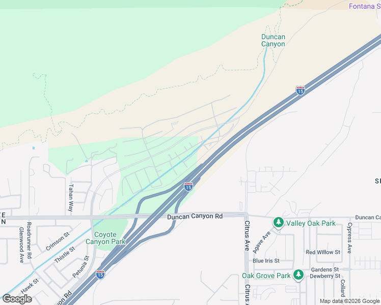 map of restaurants, bars, coffee shops, grocery stores, and more near 15554 Lytle Creek Road in Fontana