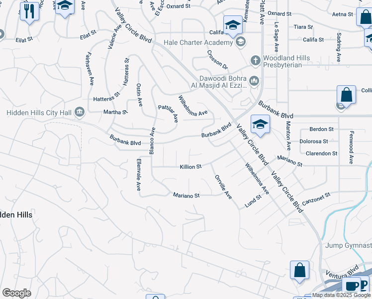 map of restaurants, bars, coffee shops, grocery stores, and more near 5440 Beeler Avenue in Los Angeles