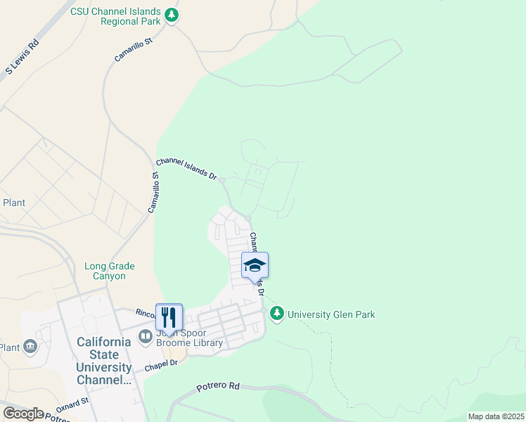 map of restaurants, bars, coffee shops, grocery stores, and more near Fraser Point in Camarillo