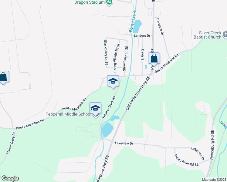 map of restaurants, bars, coffee shops, grocery stores, and more near 270 Hughes Dairy Road in Lindale