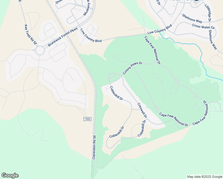 map of restaurants, bars, coffee shops, grocery stores, and more near Cresswell Court in Leland