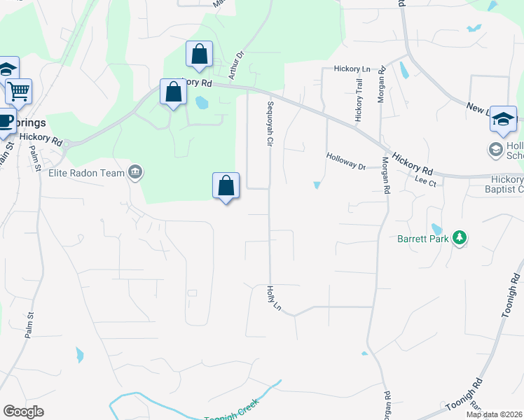 map of restaurants, bars, coffee shops, grocery stores, and more near 400 Holly Lane in Canton