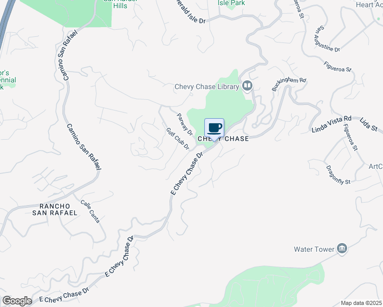 map of restaurants, bars, coffee shops, grocery stores, and more near 1533 Golf Club Drive in Glendale
