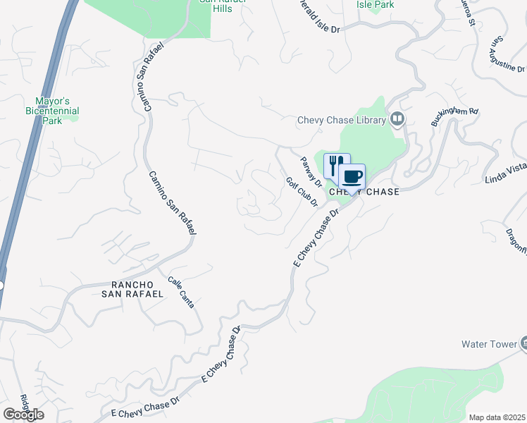 map of restaurants, bars, coffee shops, grocery stores, and more near 3003 Paddington Road in Glendale