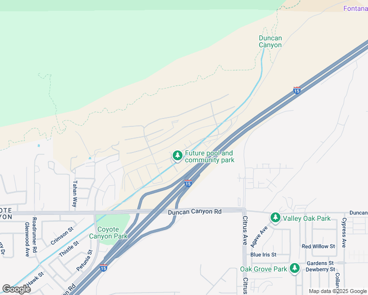map of restaurants, bars, coffee shops, grocery stores, and more near 15842 Caterpillar Drive in Fontana
