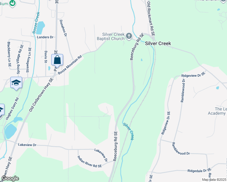 map of restaurants, bars, coffee shops, grocery stores, and more near 324 Reeceburg Road Southeast in Silver Creek