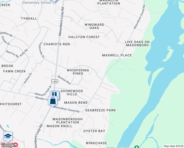 map of restaurants, bars, coffee shops, grocery stores, and more near 5501-5505 Dawning Creek Way in Wilmington