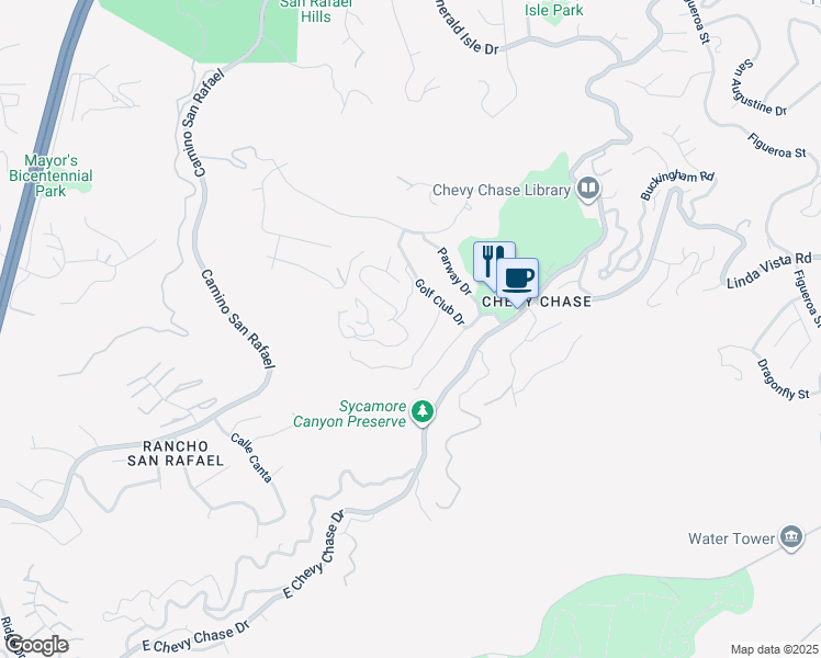 map of restaurants, bars, coffee shops, grocery stores, and more near 2982 Edgewick Road in Glendale