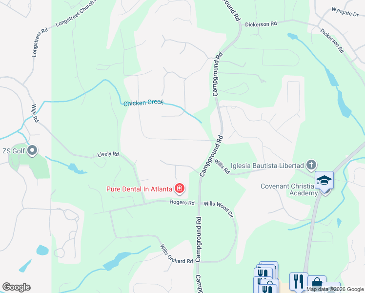 map of restaurants, bars, coffee shops, grocery stores, and more near 6107 Valley Stream Drive in Cumming