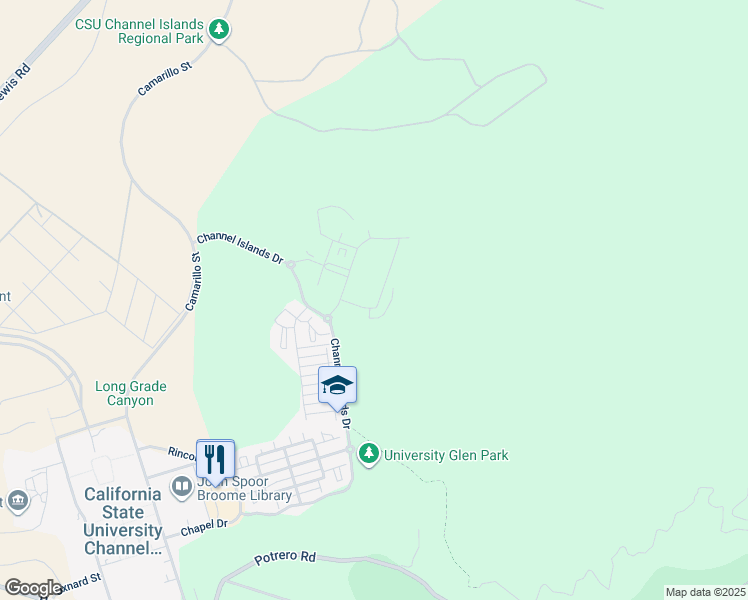 map of restaurants, bars, coffee shops, grocery stores, and more near Fraser Point in Camarillo