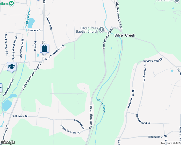 map of restaurants, bars, coffee shops, grocery stores, and more near 324 Reeceburg Road Southeast in Silver Creek