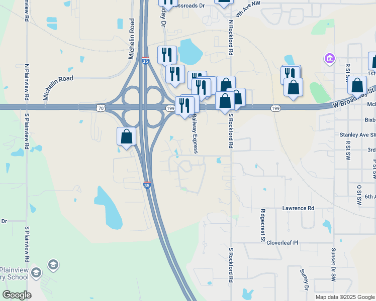 map of restaurants, bars, coffee shops, grocery stores, and more near 2715 Chattanooga Loop in Ardmore