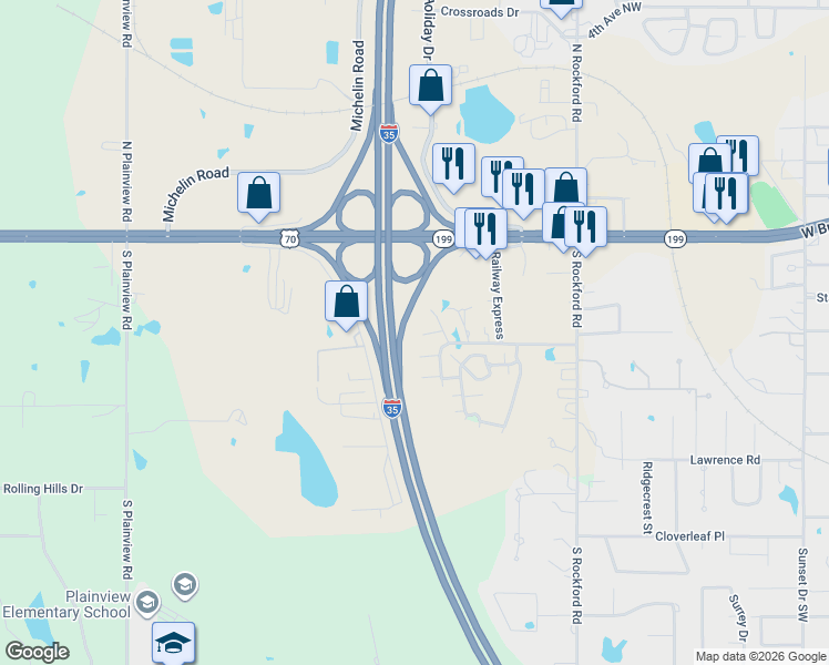map of restaurants, bars, coffee shops, grocery stores, and more near 7 Rock Island Limited in Ardmore