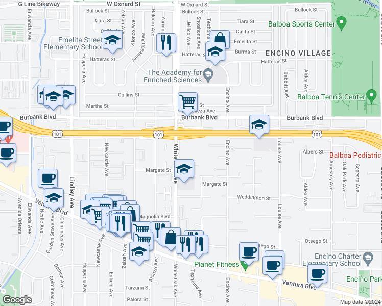 map of restaurants, bars, coffee shops, grocery stores, and more near in 
