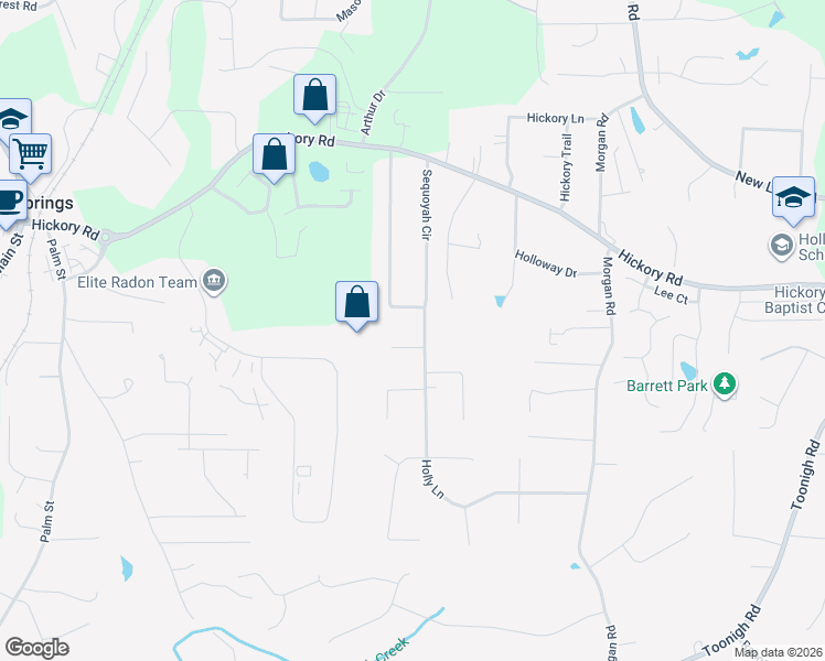 map of restaurants, bars, coffee shops, grocery stores, and more near 400 Holly Lane in Canton