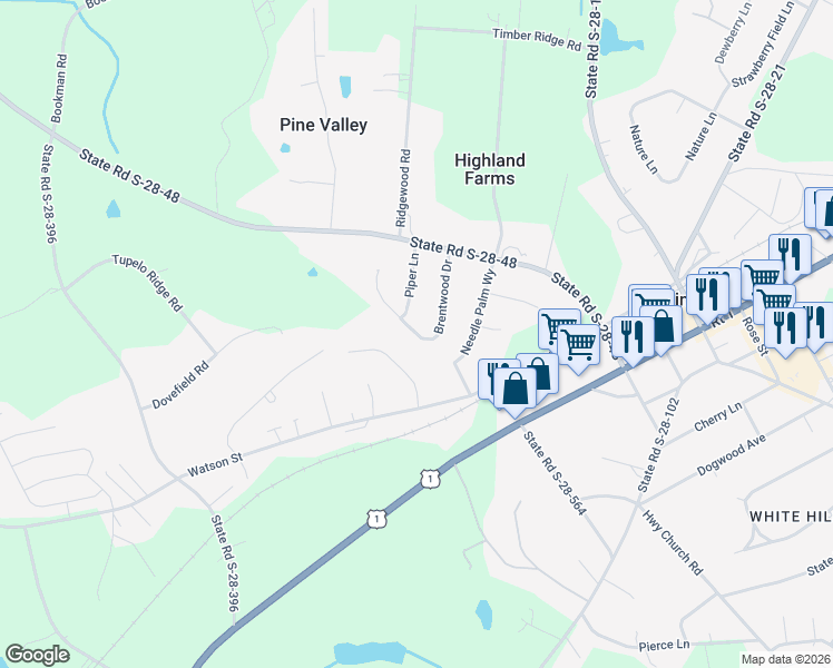 map of restaurants, bars, coffee shops, grocery stores, and more near 43 Brentwood Drive in Elgin