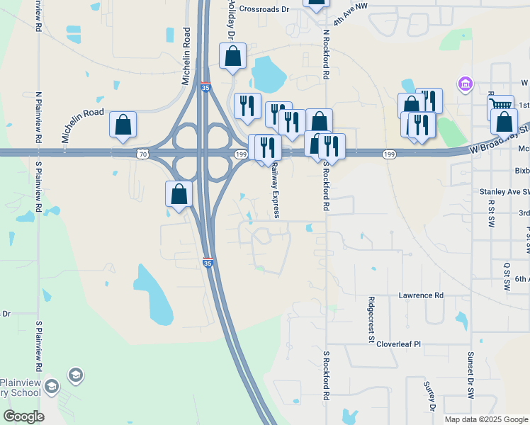 map of restaurants, bars, coffee shops, grocery stores, and more near 2715 Chattanooga Loop in Ardmore