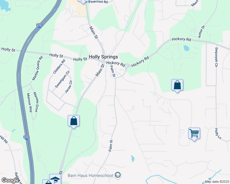 map of restaurants, bars, coffee shops, grocery stores, and more near 355 Palm Street in Canton