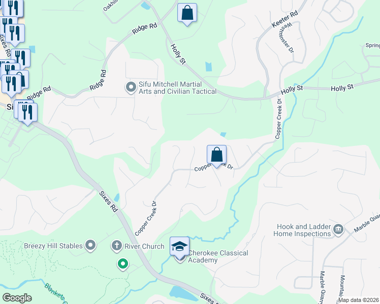 map of restaurants, bars, coffee shops, grocery stores, and more near 404 Redfield Drive in Canton