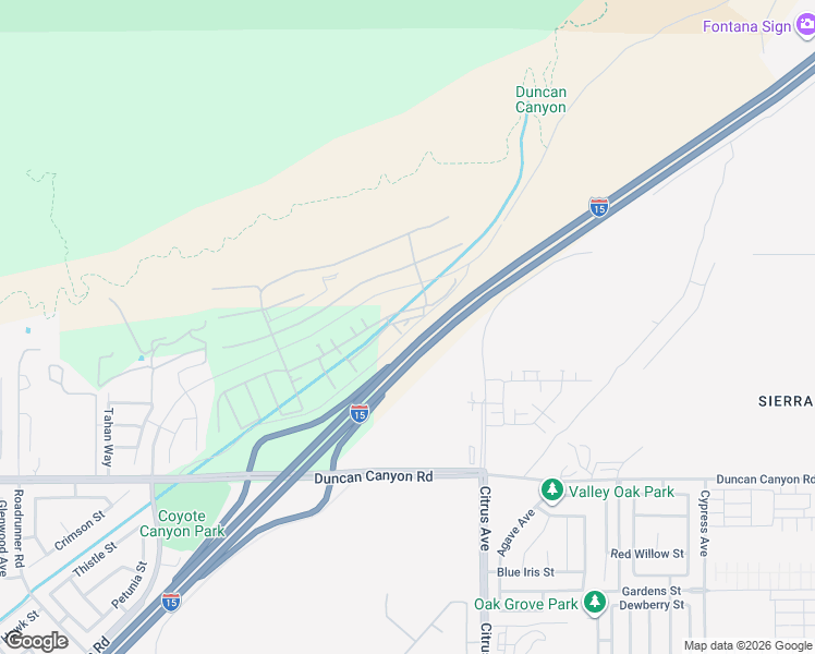 map of restaurants, bars, coffee shops, grocery stores, and more near 15959 Sparrow Court in Fontana