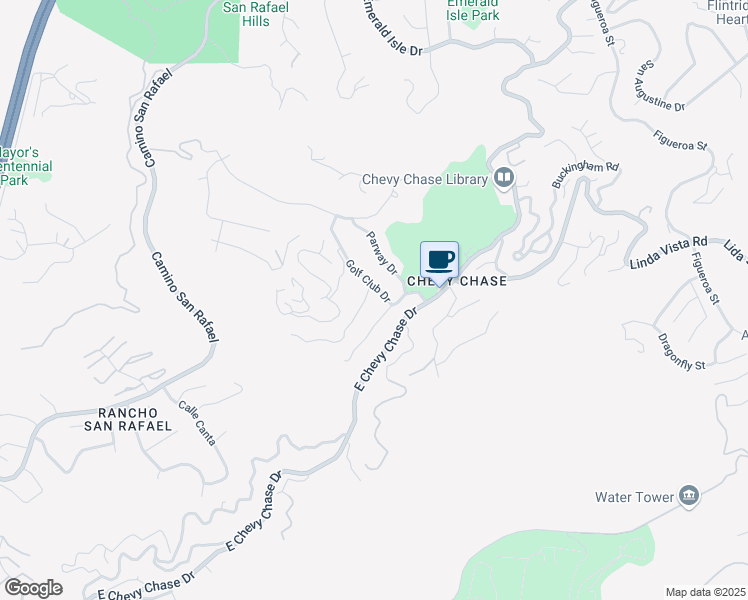 map of restaurants, bars, coffee shops, grocery stores, and more near 2956 Graceland Way in Glendale