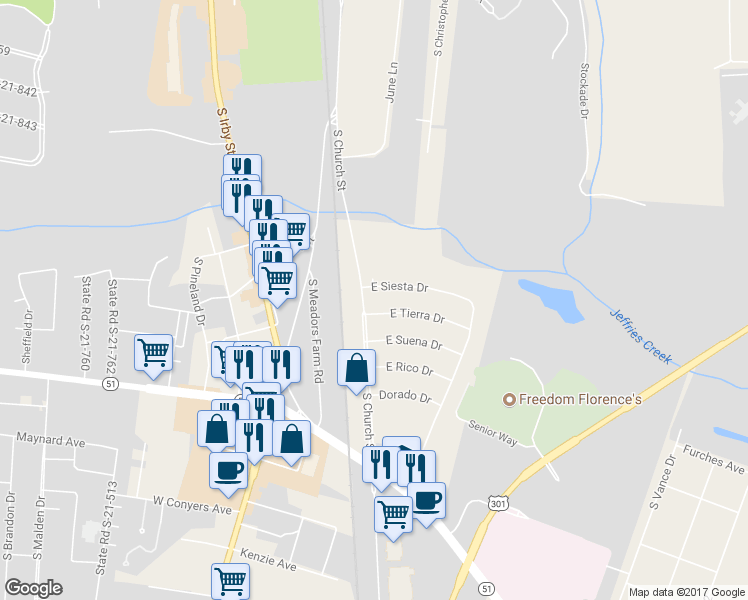 map of restaurants, bars, coffee shops, grocery stores, and more near in Florence